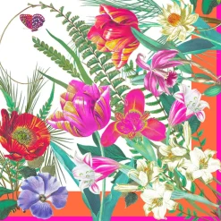 La Dolce Vita Cloth Dinner Napkin in Fuchsia & Orange - Set of 4, Three Sets