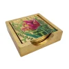 La Dolce Vita Gold Lacquer Coasters - Set Of 4 Coasters In Holder