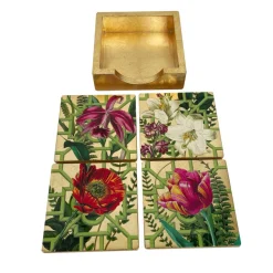 La Dolce Vita Gold Lacquer Coasters - Set Of 4 Coasters In Holder