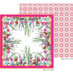 La Dolce Vita Kantha Quilt Fuchsia & Orange Table Covers - 1 Table Cover