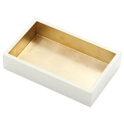 Lacquer Guest Towel Napkin Holder in Ivory & Gold - 1 Each