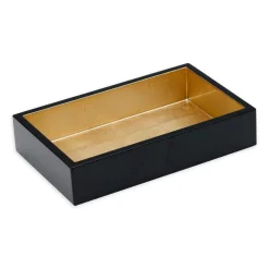 Lacquer Guest Towel Napkin Holder in Black & Gold - 1 Each