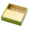 Lacquer Luncheon Napkin Holder in Sage & Gold - 1 Each