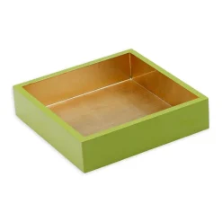 Lacquer Luncheon Napkin Holder in Sage & Gold - 1 Each