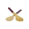 Lacquered Bamboo Salad Servers in Blackberry - 1 Pair