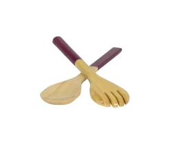 Lacquered Bamboo Salad Servers in Blackberry - 1 Pair