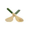 Lacquered Bamboo Salad Servers in Grass Green - 1 Pair