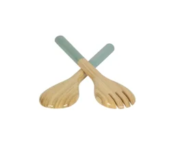 Lacquered Bamboo Salad Servers in Ice Blue - 1 Pair