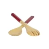 Lacquered Bamboo Salad Servers in Red - 1 Pair