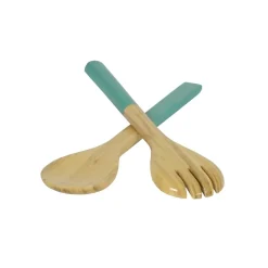 Lacquered Bamboo Salad Servers in Light Blue - 1 Pair