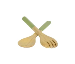 Lacquered Bamboo Salad Servers in Pastel Green - 1 Pair