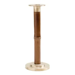 Large Bamboo Candlestick in Medium Brown - 1 Each
