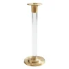 Large Brass & Resin Candlestick in Clear - 1 Each