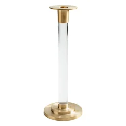 Large Brass & Resin Candlestick in Clear - 1 Each