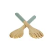 Large Lacquered Bamboo Salad Servers in Ice Blue - 1 Pair