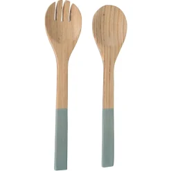 Large Lacquered Bamboo Salad Servers in Ice Blue - 1 Pair