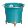 Large Turquoise & Gold Cachepot