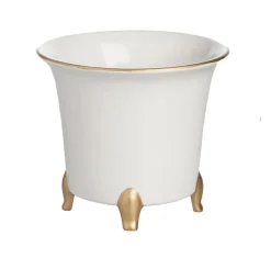Large White & Gold Cachepot