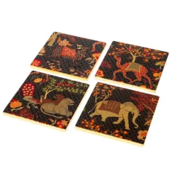 Le Jardin De Mysore Set Of 4 Lacquer Coaster - 4" Diameter