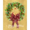 Leaf Wreath with Plaid Bow Personalized Christmas Cards