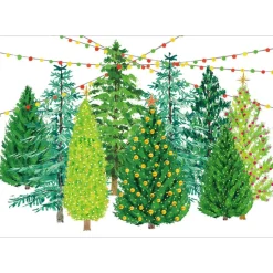 Lighted Christmas Trees Small Boxed Christmas Cards - includes 15 cards & envelopes