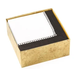 Linen Border Black Boxed Cocktail Napkins - 40 per box