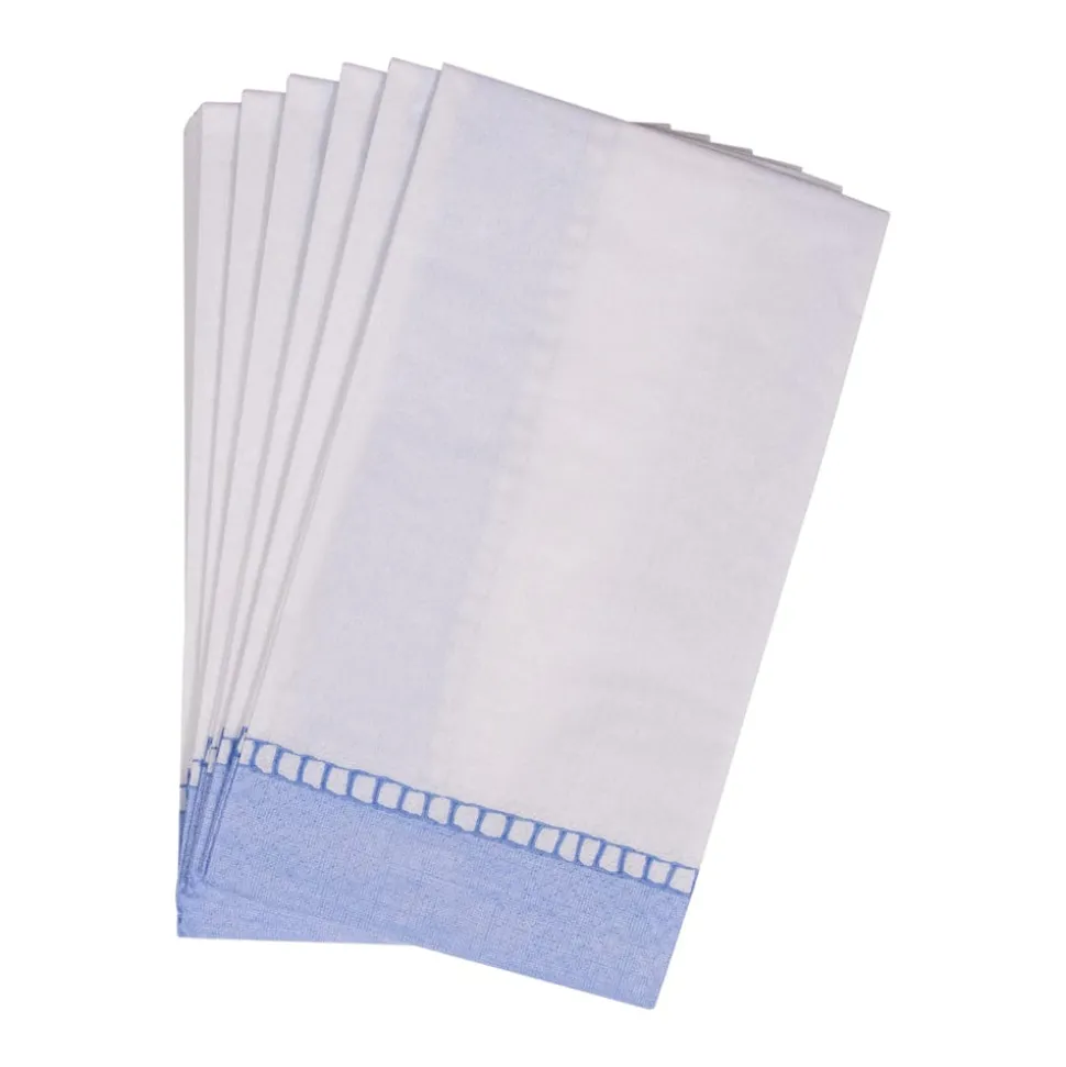 Linen Border Light Blue Guest Towel - 15 count