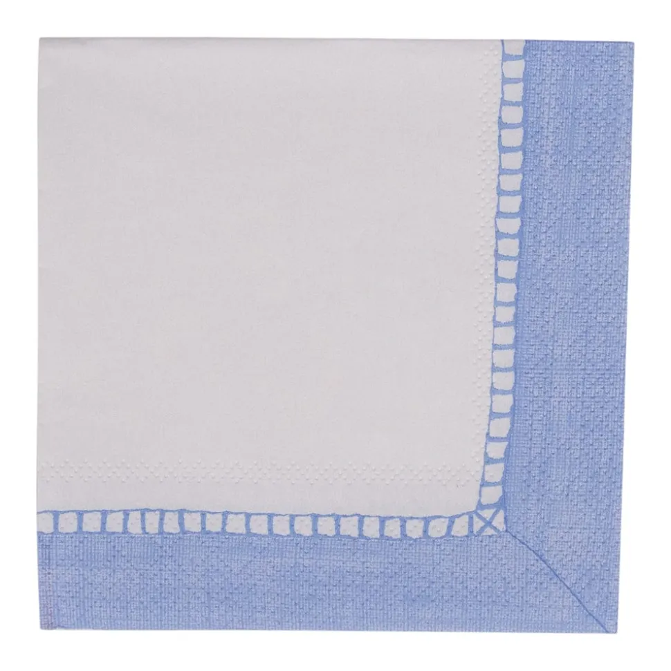Linen Border Light Blue Napkin Cocktail - 20 count