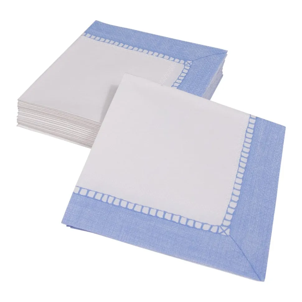 Linen Border Light Blue Napkin Cocktail - 20 count