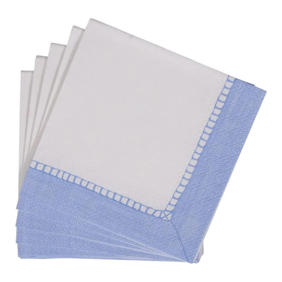 Linen Border Light Blue Napkin Cocktail - 20 count