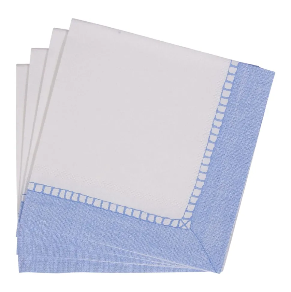 Linen Border Light Blue Napkin Cocktail - 20 count