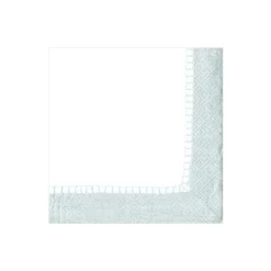 Linen Border Paper Cocktail Napkins in Silver - 20 Per Package