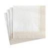 Linen Border Paper Cocktail Napkins in Natural - 20 Per Package