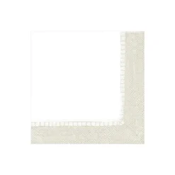 Linen Border Paper Cocktail Napkins in Natural - 20 Per Package