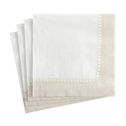 Linen Border Paper Cocktail Napkins in Natural - 20 Per Package - 2 Packages