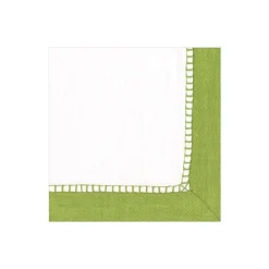 Linen Border Paper Cocktail Napkins in Green - 20 Per Package