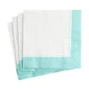 Linen Border Paper Cocktail Napkins in Robin's Egg Blue - 20 Per Package