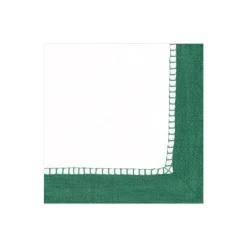 Linen Border Paper Cocktail Napkins in Emerald - 20 Per Package