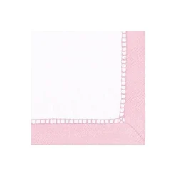 Linen Border Paper Cocktail Napkins in Petal Pink - 20 Per Package