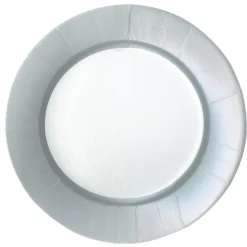 Linen Border Paper Dinner Plates in Silver - 8 Per Package