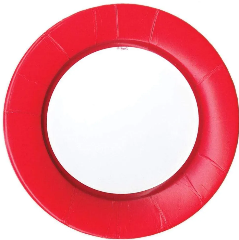 Linen Border Paper Dinner Plates in Red - 8 Per Package
