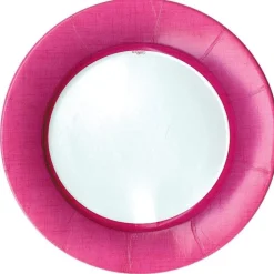 Linen Border Paper Dinner Plates in Fuchsia - 8 Per Package