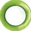 Linen Border Paper Dinner Plates in Moss Green - 8 Per Package