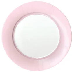 Linen Border Paper Dinner Plates in Petal Pink - 8 Per Package