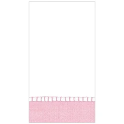 Linen Border Paper Guest Towel Napkins in Petal Pink - 15 Per Package