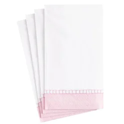 Linen Border Paper Guest Towel Napkins in Petal Pink - 15 Per Package