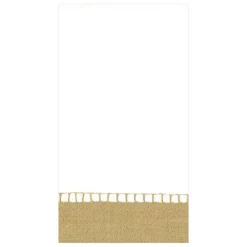 Linen Border Paper Guest Towel Napkins in Gold - 15 Per Package