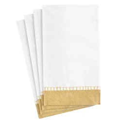 Linen Border Paper Guest Towel Napkins in Gold - 15 Per Package