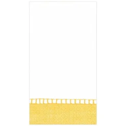 Linen Border Paper Guest Towel Napkins in Yellow - 15 Per Package