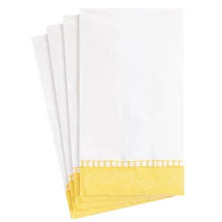 Linen Border Paper Guest Towel Napkins in Yellow - 15 Per Package